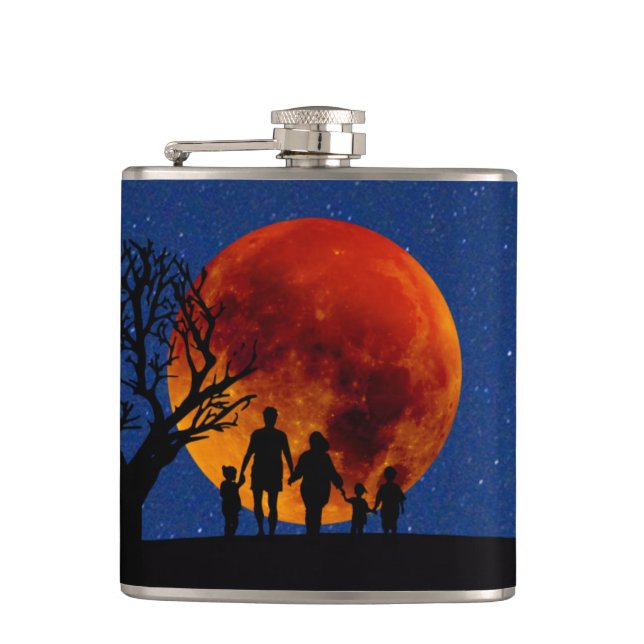 Blood Moon Lunar Eclipse Family Hip Flask (Front)