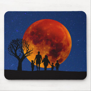 Blood Moon Lunar Eclipse Family Mouse Pad
