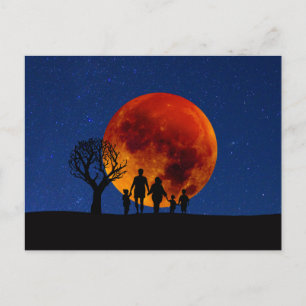 Blood Moon Lunar Eclipse Family Postcard