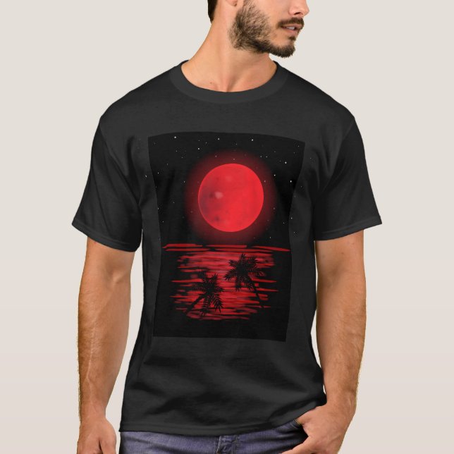 Blood moon lunar eclipse in night sky T-Shirt (Front)
