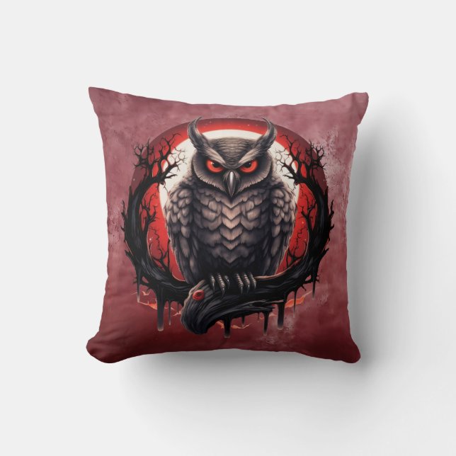Blood Moon Owl Cushion (Front)
