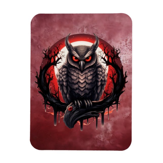 Blood Moon Owl Magnet (Vertical)