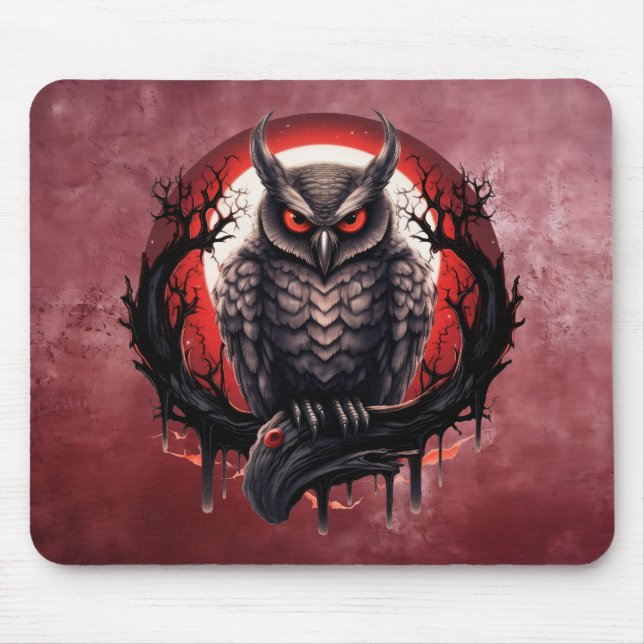 Blood Moon Owl Mouse Pad (Front)