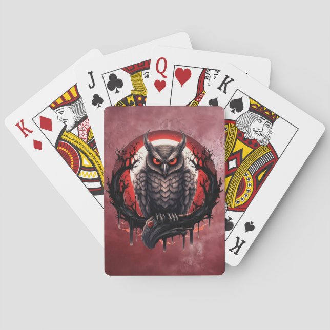 Blood Moon Owl Playing Cards (Back)