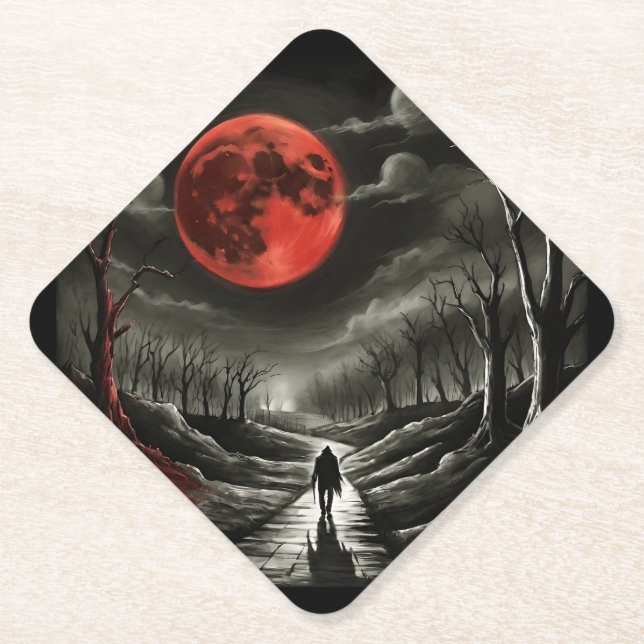 Blood moon paper coaster (Front)