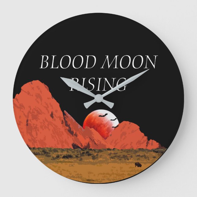 Blood Moon Rising Digital Art Large Clock (Front)