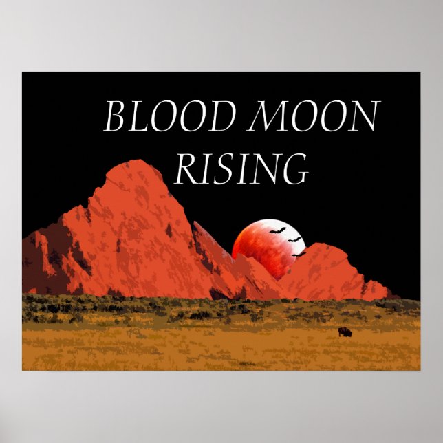 Blood Moon Rising Digital Art Poster (Front)