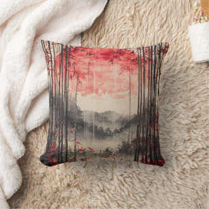 Blood Moon Sakura Ink Wash (1) Cushion