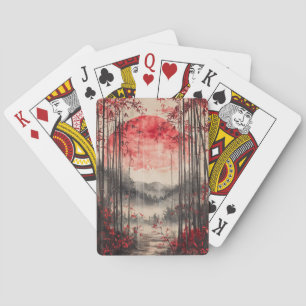 Blood Moon Sakura Ink Wash (1) Playing Cards