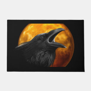 Blood Moon & Spooky Black Raven Halloween Doormat
