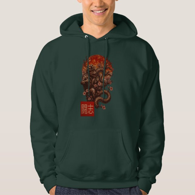 Blood Moon Yokai – Dark Japanese Art Hoodie (Front)