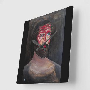Blood of Christ Painting by Alfred Fox Square Wall Clock