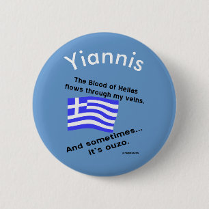 Blood of Hellas and Ouzo Personalised 6 Cm Round Badge