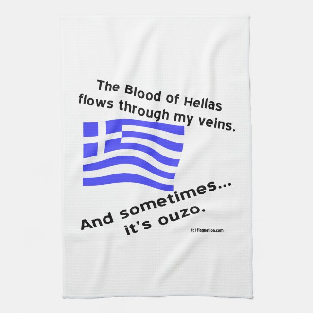 Blood of Hellas & Ouzo Tea Towel (Vertical)
