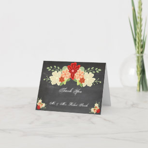 Blood Orange Flower Chalkboard Wedding Thank You Card