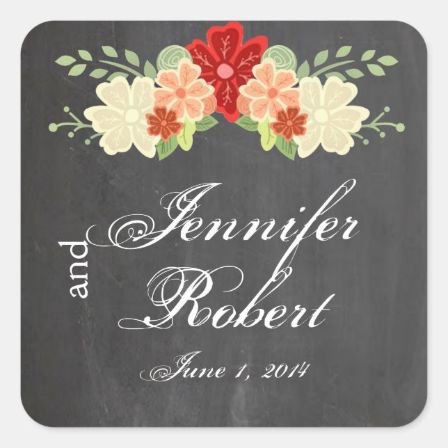Blood Orange Flower Wedding Envelope Seal (Front)