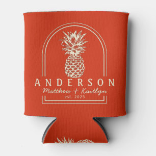 Blood Orange Pineapple Wedding Arch & Name Can Cooler