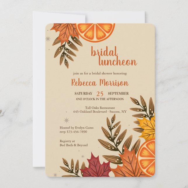 Blood Oranges and Fall Leaves Invitation (Front)