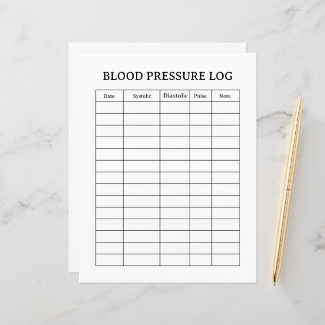 BLOOD PRESSURE LOG  (Front/Back In Situ)
