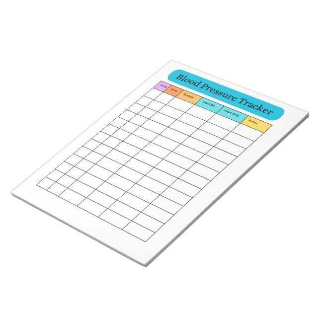Blood Pressure Tracker Minimal Notepad (Angled)