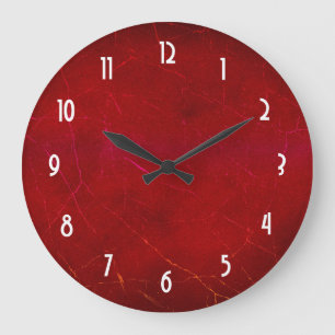 Blood Red Abstract Texture with Scratches Large Clock