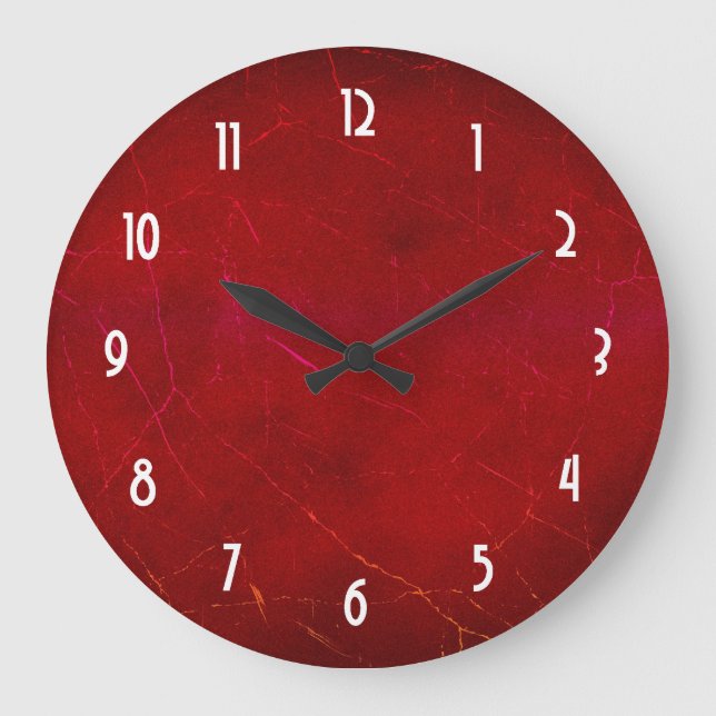 Blood Red Abstract Texture with Scratches Large Clock (Front)