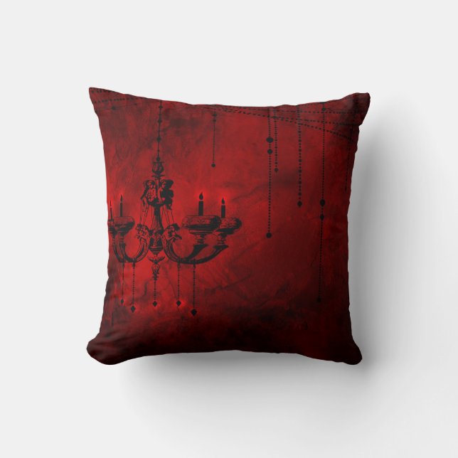 Blood Red Chandelier Vampire Dark Red Black Cushion (Front)