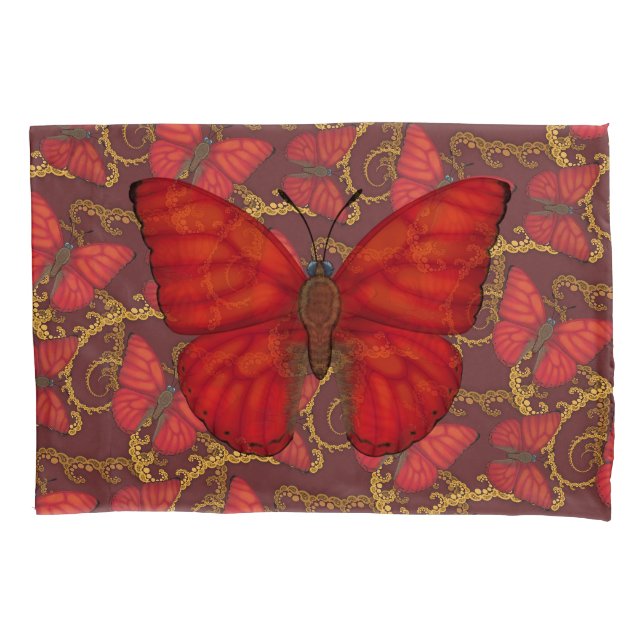 Blood Red Glider Butterfly Pillowcase (Front)
