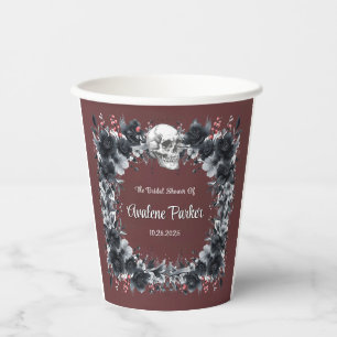 Blood Red Gothic Black Floral Bridal Shower Paper Cups