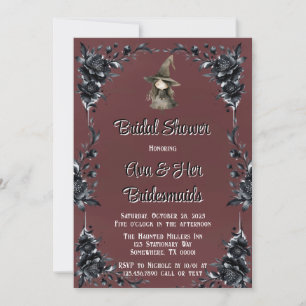 Blood Red Gothic Black Floral Witch Bridal Shower Invitation