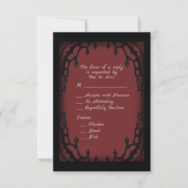 Blood Red Gothic Design RSVP with Entree Choice (Front)