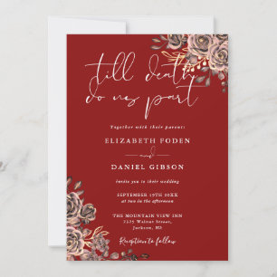 Blood Red Gothic Roses Floral Wedding Invitation