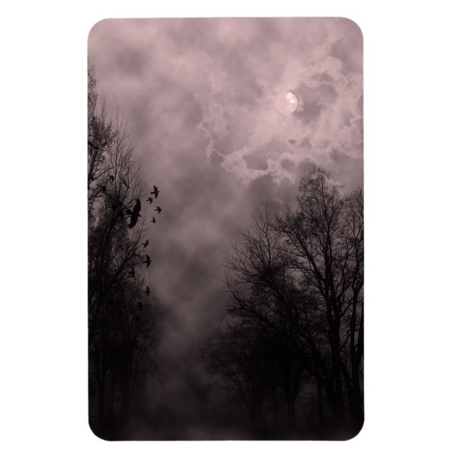Blood Red Haunted Sky with Ravens Magnet (Vertical)