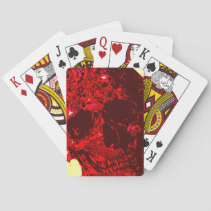Blood Red Rose Skull Carved - Playing Cards