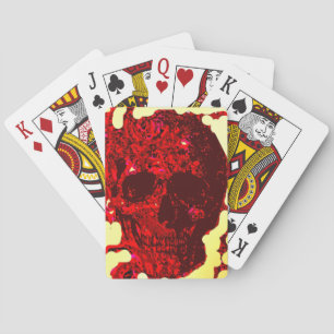 Blood Red Rose Skull Carved -  Playing Cards