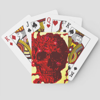 Blood Red Rose Skull Carved - Playing Cards