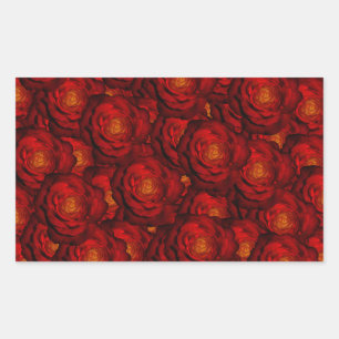 Blood red roses rectangular sticker