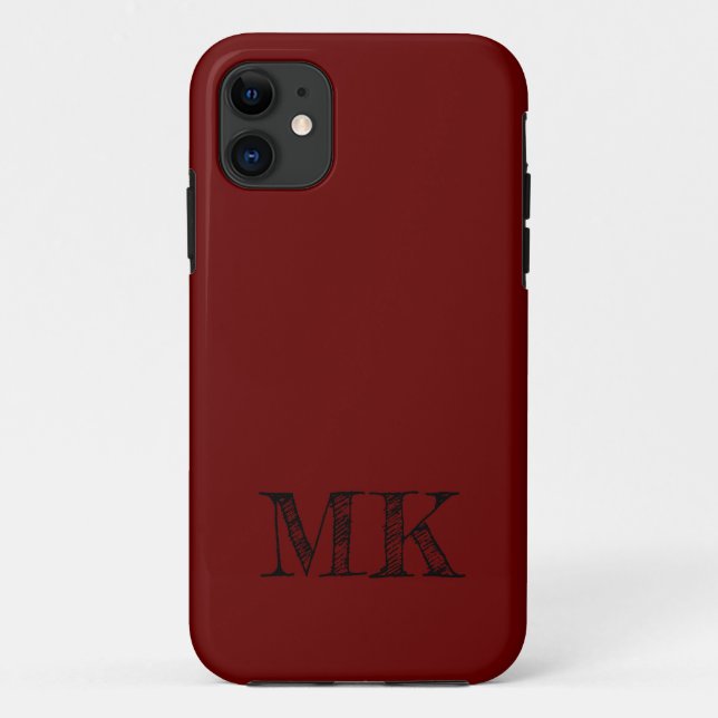 Blood Red Solid Colour | Minimal Initial  Case-Mate iPhone Case (Back)