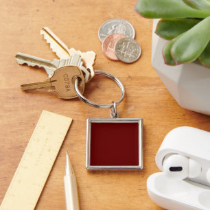 Blood Red Square Metal Keychain