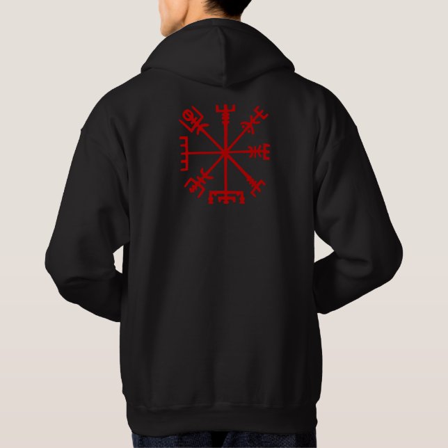 Blood Red Vegvísir (Viking Compass) Hoodie (Back)