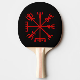 Blood Red Vegvísir (Viking Compass) Ping Pong Paddle