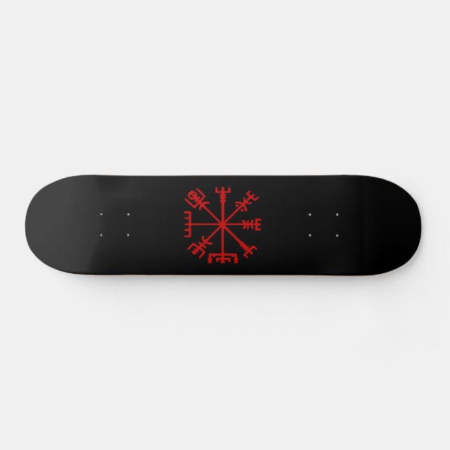 Blood Red Vegvísir (Viking Compass) Skateboard (Horz)