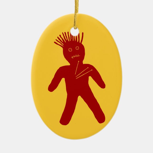 Blood Red Voodoo Doll Ceramic Tree Decoration (Front)