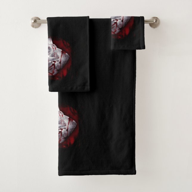 Blood Rose Gothic Floor mat medium size Bath Towel Set (Insitu)