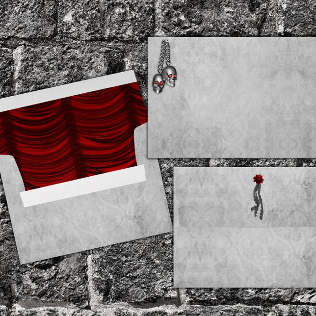 Blood Roses and Silk Red Gothic Wedding Envelope (Creator Uploaded)