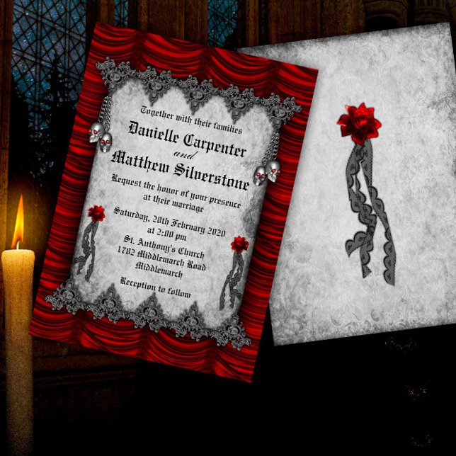Blood Roses and Silk Red Gothic Wedding Invitation (Creator Uploaded)