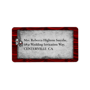 Blood Roses and Silk Red Gothic Wedding Label
