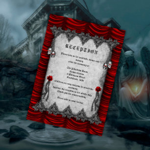 Blood Roses and Silk Red Gothic Wedding Reception  Enclosure Card
