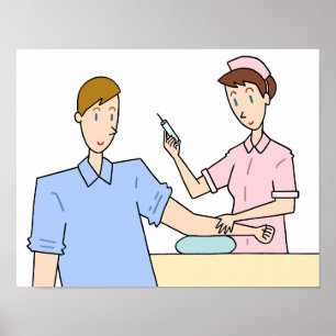 Blood sampling and vaccination. poster