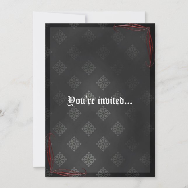 Blood Scroll Vampire Goth Wedding Invitation (Front)